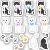 Sticker Images de chat blanc et smoking mignons (Recto)