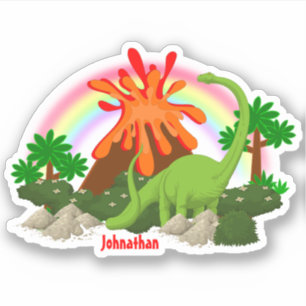 Sticker imaginaire de Dinosaur île volcan arc-en-ciel DO-