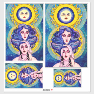 Sticker Imaginaire des soeurs de lune céleste Art Abstrait