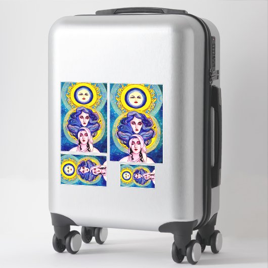 Sticker Imaginaire des soeurs de lune céleste Art Abstrait (Sur valise)