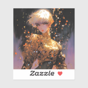 Sticker Imaginaire d'or Anime Girl
