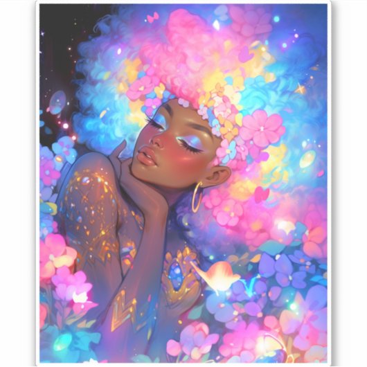 Sticker Imaginaire femme Art Africain Américain (Devant)