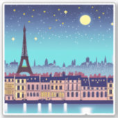 Sticker Imaginaire Skyline de Paris sous les étoiles (Devant)
