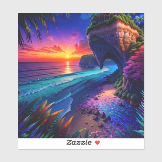 Sticker Imaginaire Tropical Beach Four (Feuille)