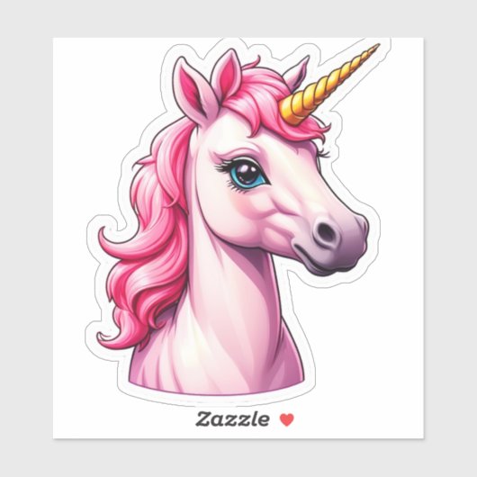Sticker Imaginaire Unicorne rose (Feuille)