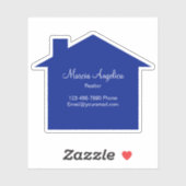 Sticker immobilier classique Étiquette Maison bleu (Feuille)