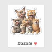 Sticker impression d'art de chat drôle (Feuille)