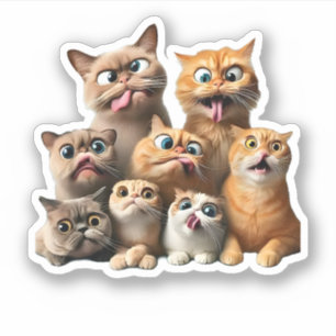 Sticker impression d'art de chat drôle