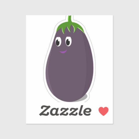 Sticker Impression d'aubergines mignonnes (Feuille)