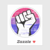 Sticker Impression de cercle de poing de fierté bisexuelle (Feuille)