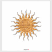 Sticker Impression De La Face Solaire Souriante En Bois (Feuille)