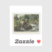 Sticker Impression de pêche de la truite par Currier et Iv (Feuille)