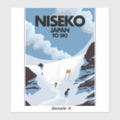 Sticker Impression de ski Niseko Japon (Feuille)