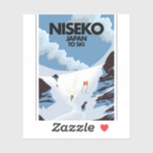 Sticker Impression de ski Niseko Japon (Feuille)