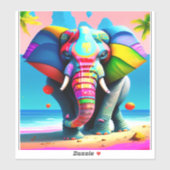 Sticker Impression éléphant arc-en-ciel funky et ludique  (Feuille)