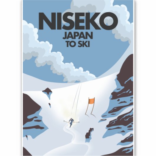 Sticker Impression ski Niseko Japon (Devant)