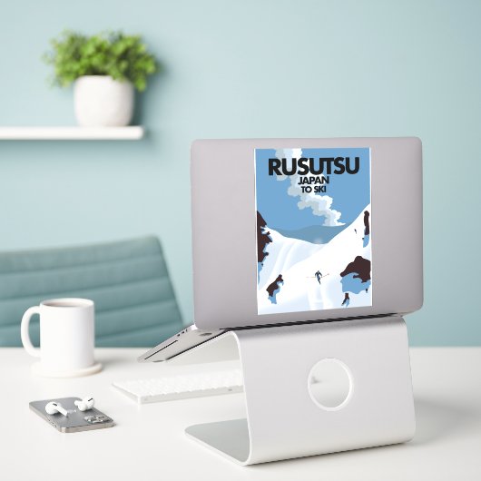 Sticker Impression ski Rusutsu Japon (Ordinateur portable sur le bureau)