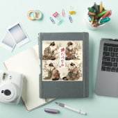 Sticker "In Full Bloom" Japanese Cat in Kimono Art (Couverture iPad)