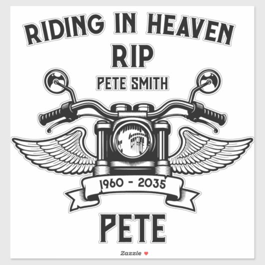 Sticker In Memory Motorbike Rider Biker Funeral (Feuille)
