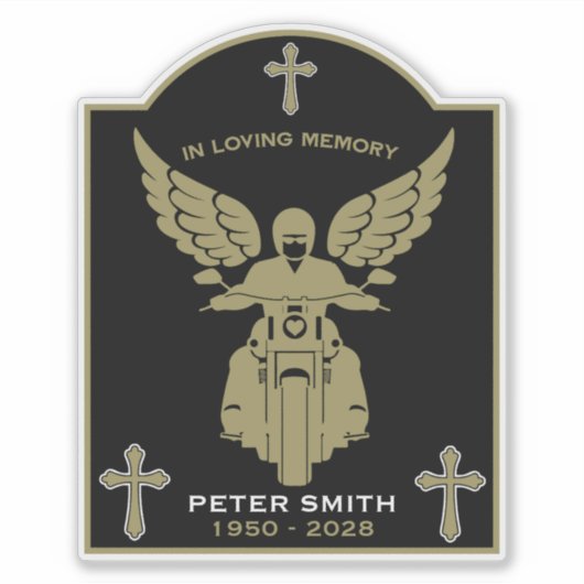 Sticker In Memory Motorbike Rider Biker Funeral (Devant)