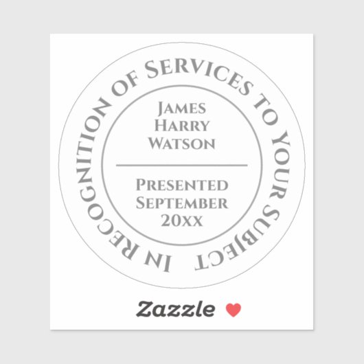 Sticker In Recognition of Services to Something (Feuille)