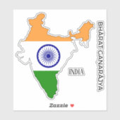 Sticker Inde Drapeau Charme Carte Patriotique (Feuille)
