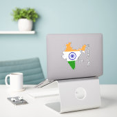 Sticker Inde Drapeau Charme Carte Patriotique (Ordinateur portable sur le bureau)