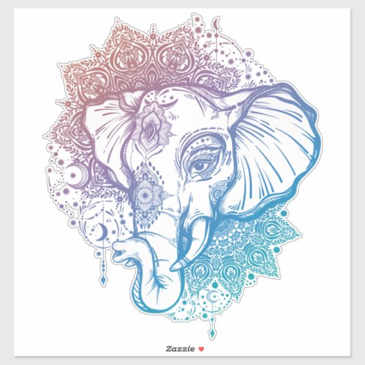 Sticker Indian Elephant Face (Feuille)