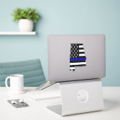 Sticker Indicateur Alabama de la ligne bleue mince (Ordinateur portable sur le bureau)