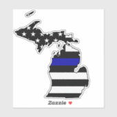 Sticker Indicateur de la ligne bleue mince Michigan (Feuille)