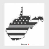 Sticker Indicateur de ligne gris mince Virginie-Occidental (Feuille)