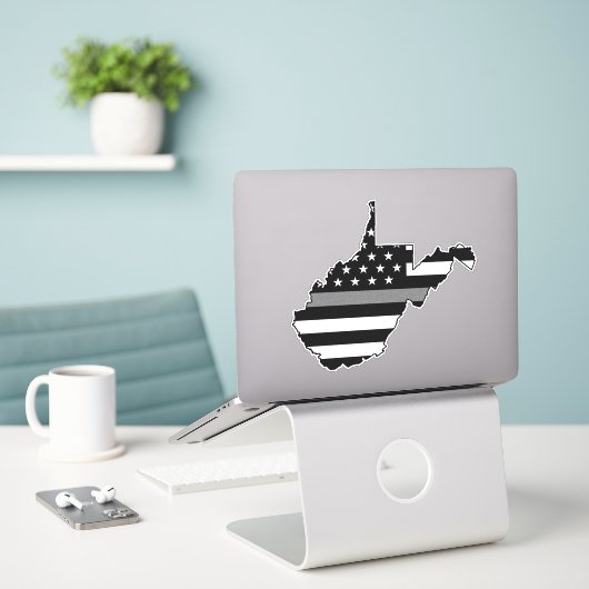 Sticker Indicateur de ligne gris mince Virginie-Occidental (Ordinateur portable sur le bureau)