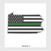 Sticker Indicateur de ligne verte mince Pennsylvanie (Feuille)