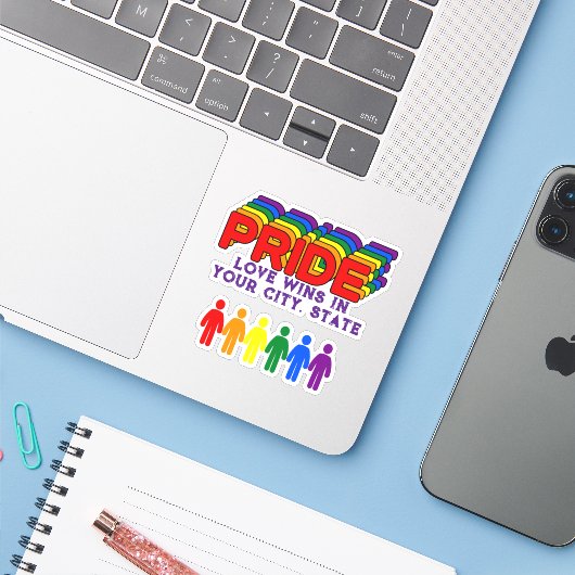 Sticker Indicateur PRIDE (Ordinateur portable avec iPhone)