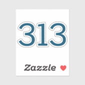Sticker Indicatif régional 313 (Détroit) (Feuille)
