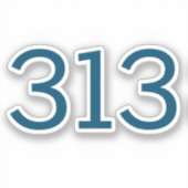 Sticker Indicatif régional 313 (Détroit) (Recto)