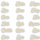 Sticker Individual Names Elegant Gold Calligraphy Script  (Devant)