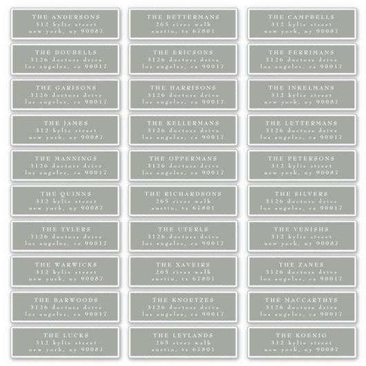 Sticker Individuel Classic Sage Green White Adresse d'hôte (Devant)