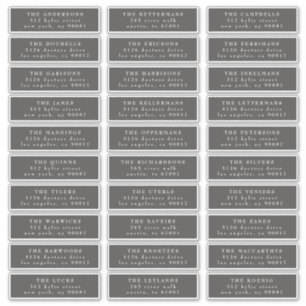 Sticker Individuelle Classique gris foncé blanc Adresse d'
