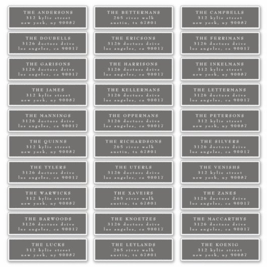 Sticker Individuelle Classique gris foncé blanc Adresse d' (Devant)