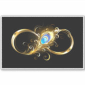 Sticker Infinité avec plume de paon doré (Devant)