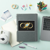 Sticker Infinité avec plume de paon doré (Couverture iPad)