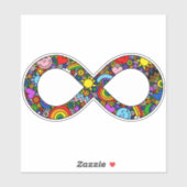 Sticker Infinité Neurodivers Doodle Progrès Fierté Drapeau (Feuille)