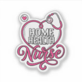 Sticker Infirmière à domicile Stéthoscope rose Création de (Devant)