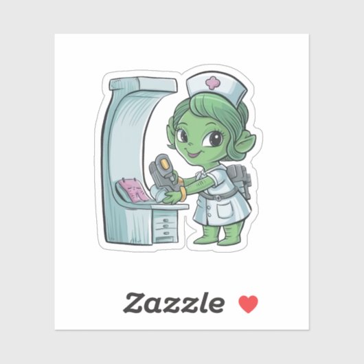 Sticker Infirmière Alien (Feuille)