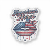Sticker Infirmière Américaine Lips Patriotic Vector Design (Devant)