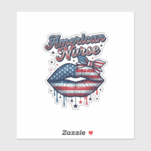 Sticker Infirmière Américaine Lips Patriotic Vector Design
