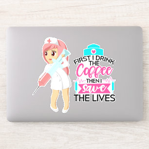 Sticker Infirmière amusante qui dit avec une grande aiguil