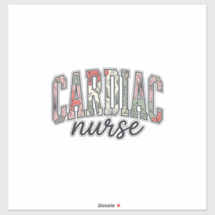 Sticker Infirmière cardiaque à motif floral et lettrage un