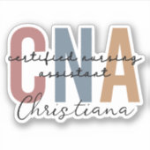 Sticker Infirmière certifiée rétro CNA personnalisée (Devant)